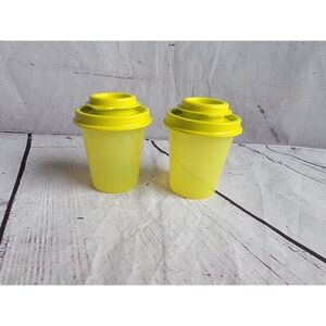 Tupperware Bright Yellow Stackable Cups with Lids